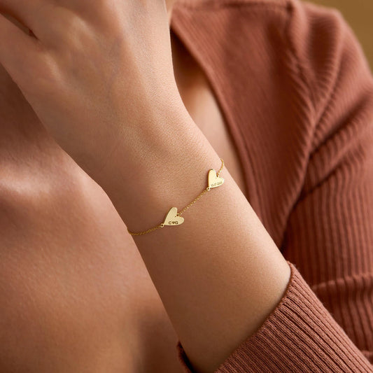 Bracelet personnalisé gravé en forme de cœur