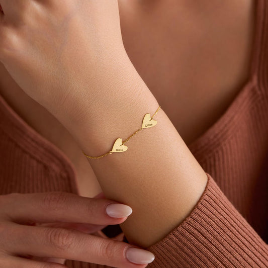 Bracelet personnalisé gravé en forme de cœur