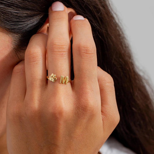 Bague personnalisée avec initiale d’animal